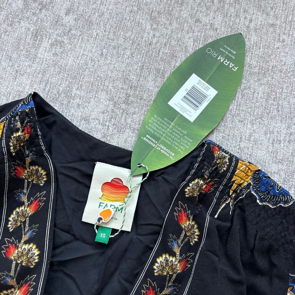 NWT $248 Farm Rio Maxi Floral-print Crepe Wrap Mini Dress - Picture 3 of 6